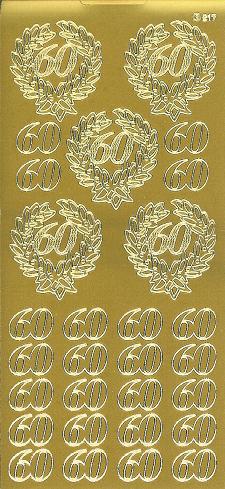 Konturensticker gold, Jubiläumszahlen 60